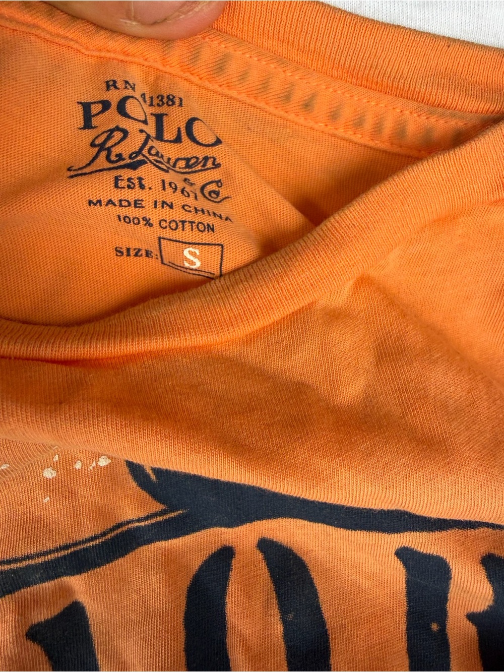 Polo by Ralph Lauren Orange Short-Sleeve Graphic Tee with Navy Print